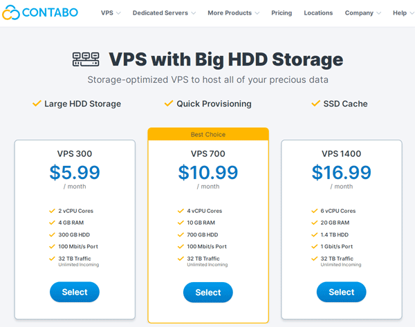 Contabo Storage VPS Prices