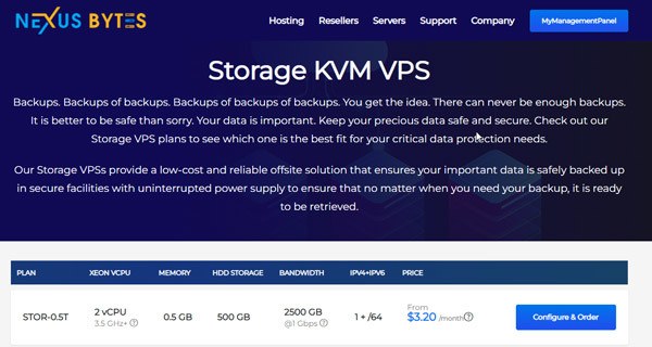 NexusBytes Storage KVM VPS