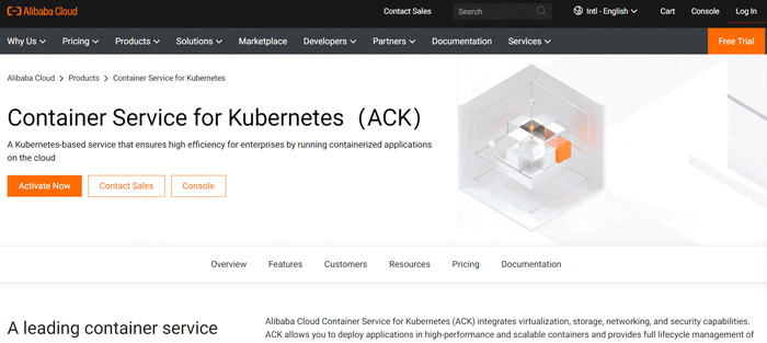 Alibaba Cloud Container for Kubernetes hosting