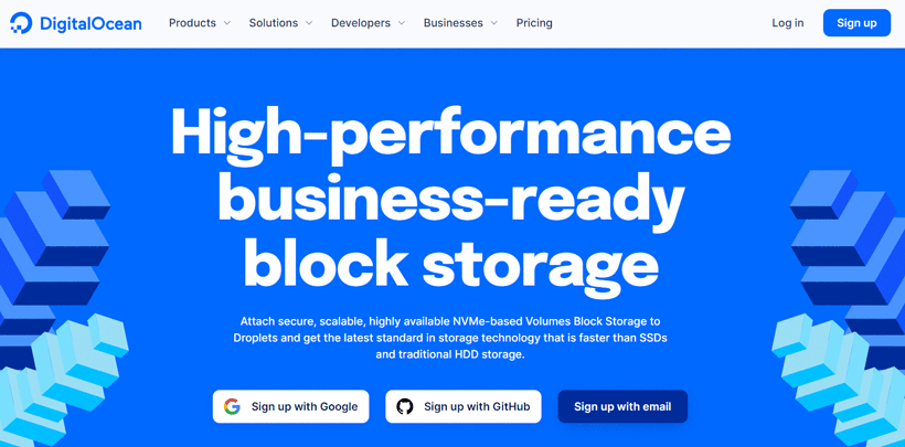 DigitalOcean high performance block storage servers