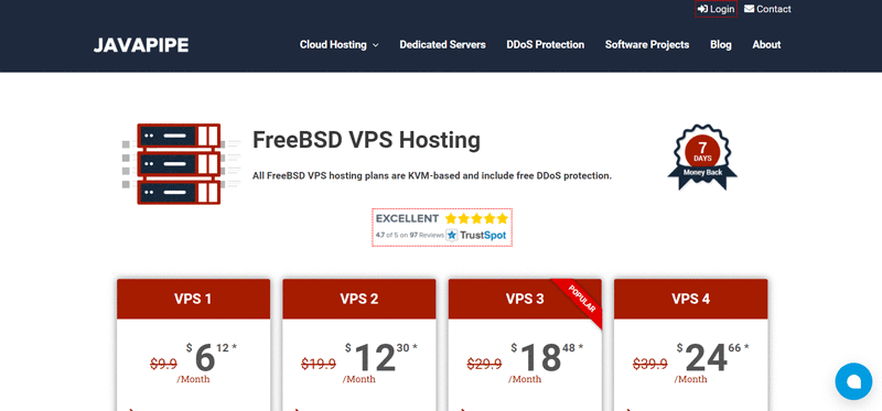JavaPipe FreeBSD VPS Servers KVM