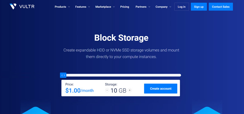 Vultr NVMe block storage