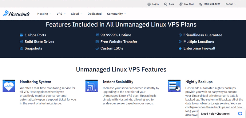 Hostwinds unmanaged vps for storage